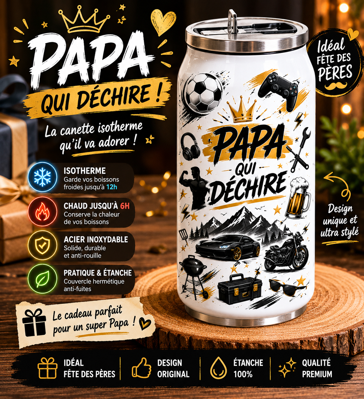 Canette isotherme fête des pères