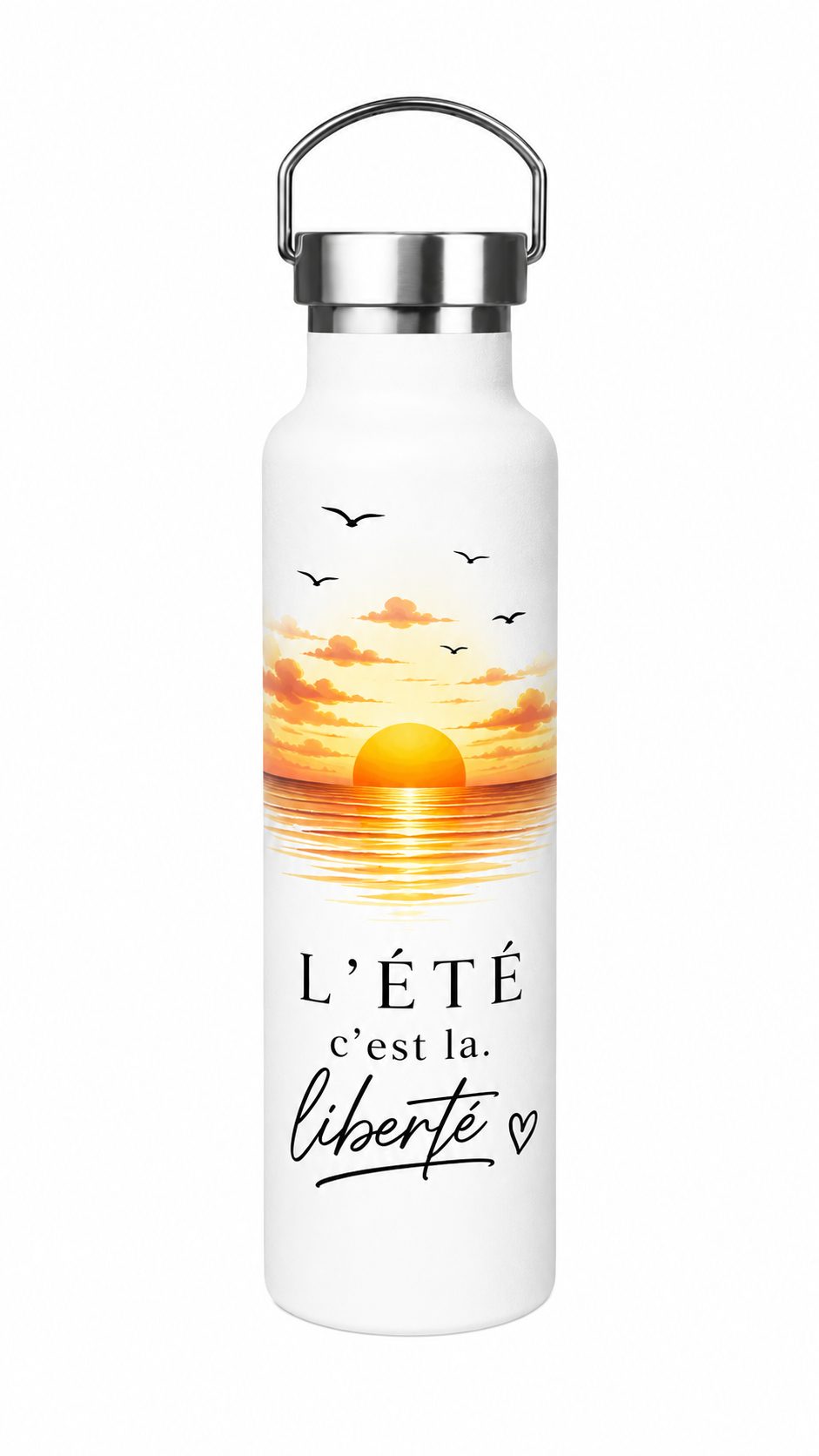 Gourde isotherme l'été c'est la liberté