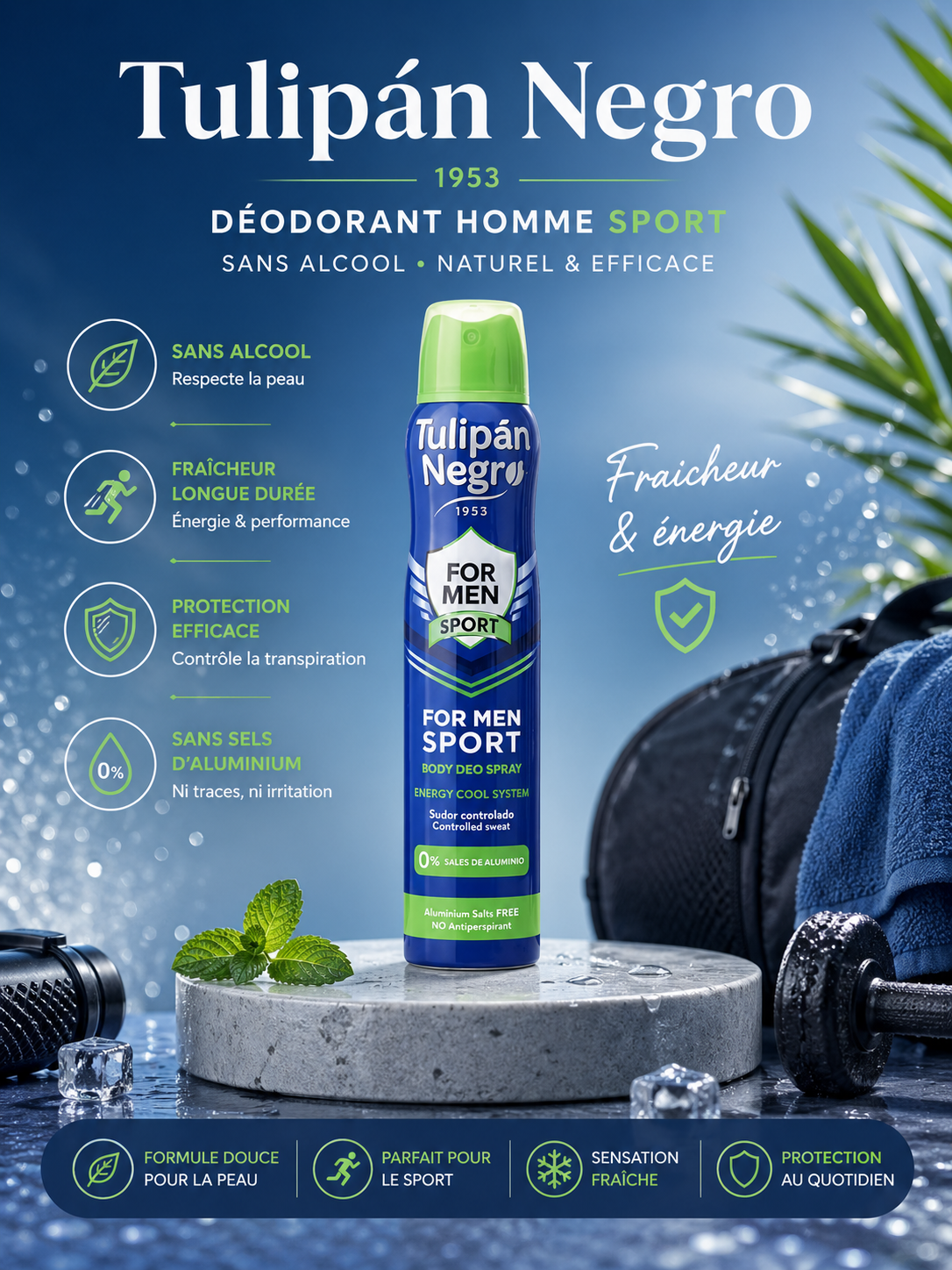 Soins homme Déodorant Spray Homme Tulipán Negro Sport 200ML