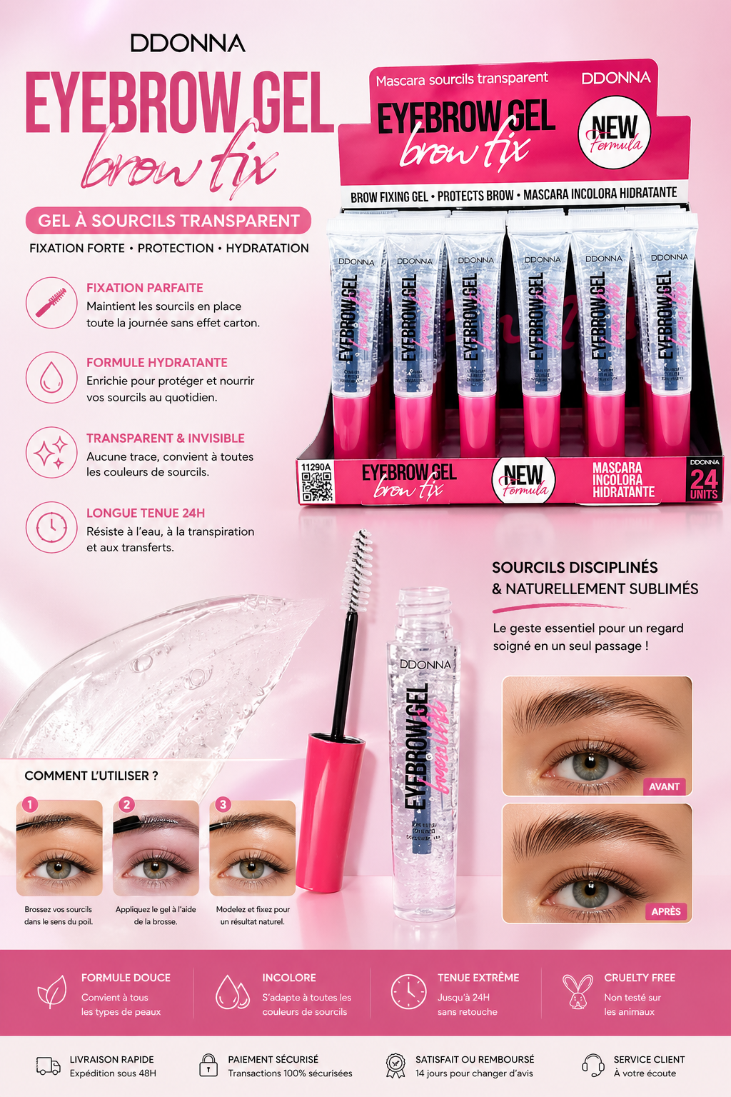 Yeux Fixateur a sourcils incolore