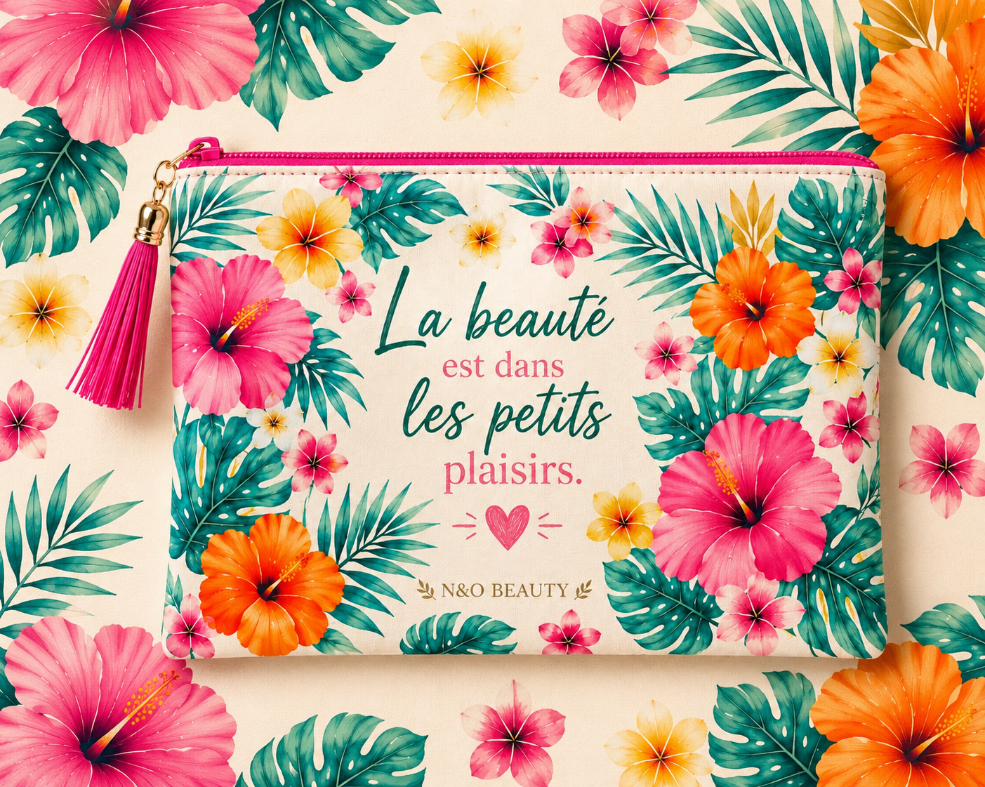 Petite trousse fourre-tout « La beauté est dans les petits plaisirs »été