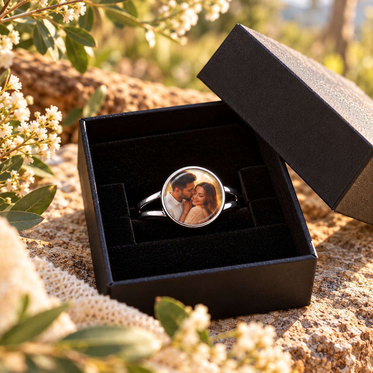 Bague réglable personnalisée avec cabochon