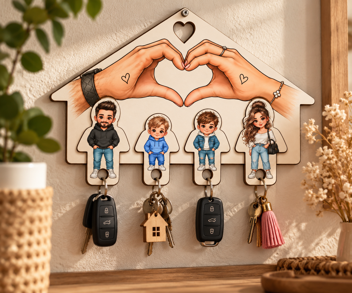 Accroche-clés mural familial personnalisable