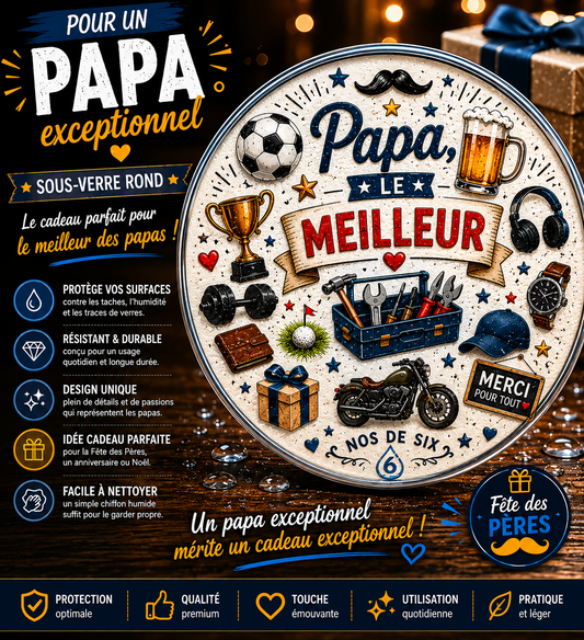 Sous-Verre rond fête des pères