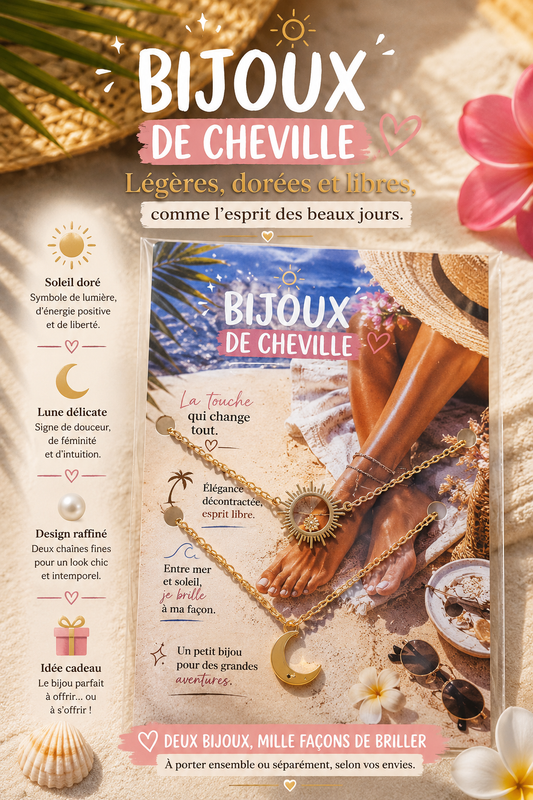 Bijou de Cheville x2 Soleil &amp; Lune – Harmonie Céleste été
