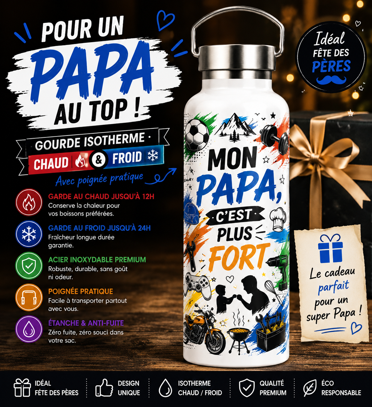 Gourde Isotherme avec Poignée fête des pères