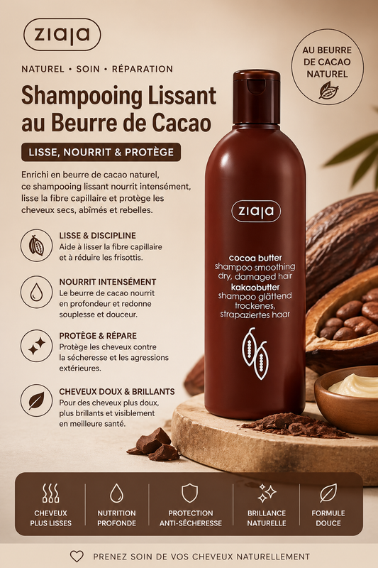 Cheveux Femme Shampoing Réparateur au Beurre de Cacao
