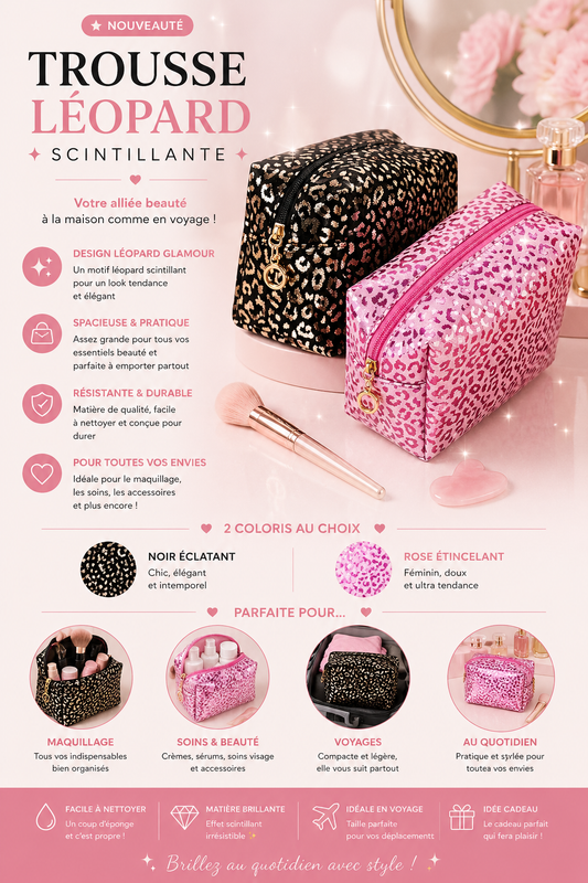 Accessoires Trousse de voyage léopard pailletée