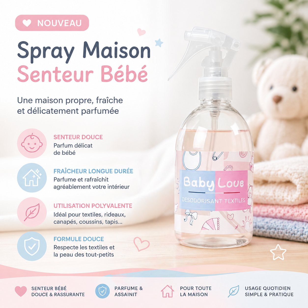Maison Baby Love Spray Textile 250 ml senteur bébé