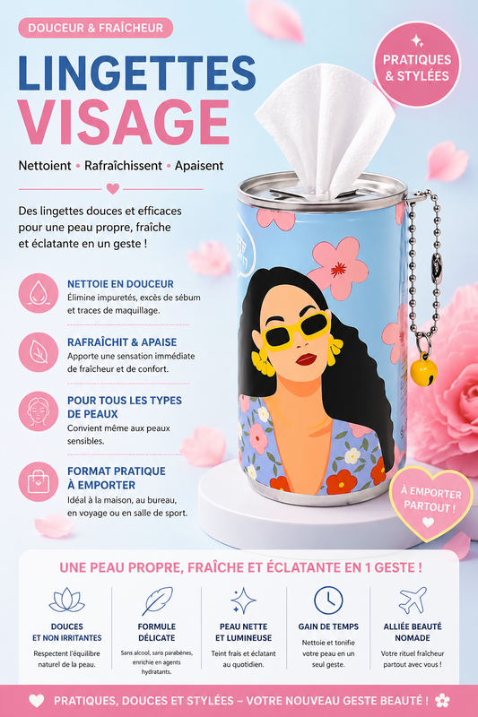 Routine visage lingettes démaquillantes Parfum Pêche