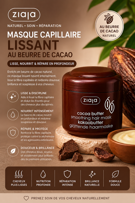 Cheveux Femme Masque Cheveux Réparateur au Beurre de Cacao