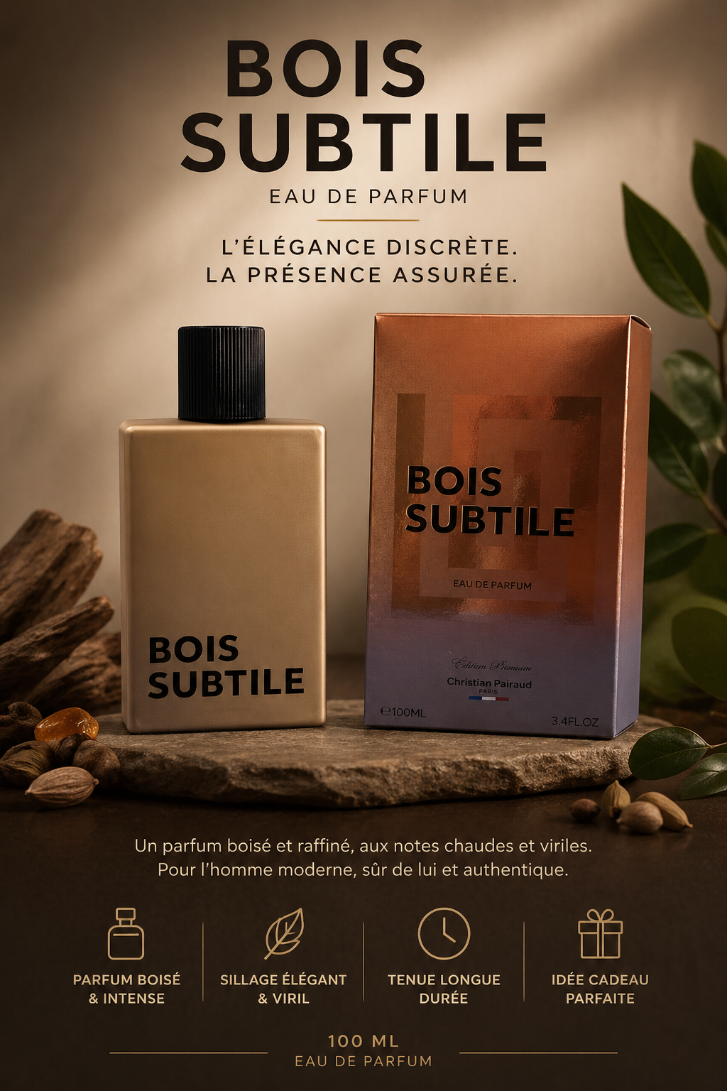 Soins hommes parfum bois subtile