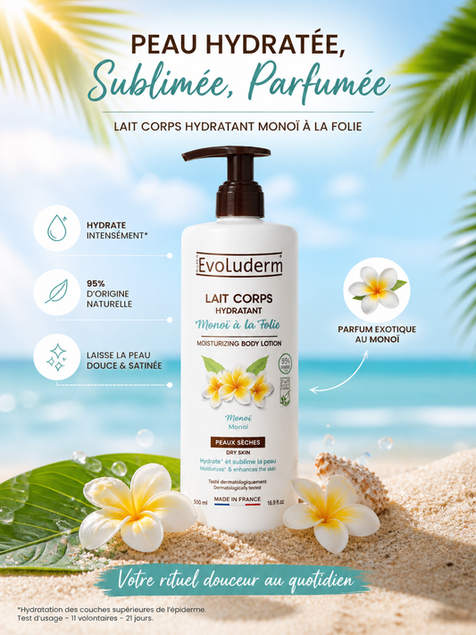 Gamme Evoluderm lait corps monoï