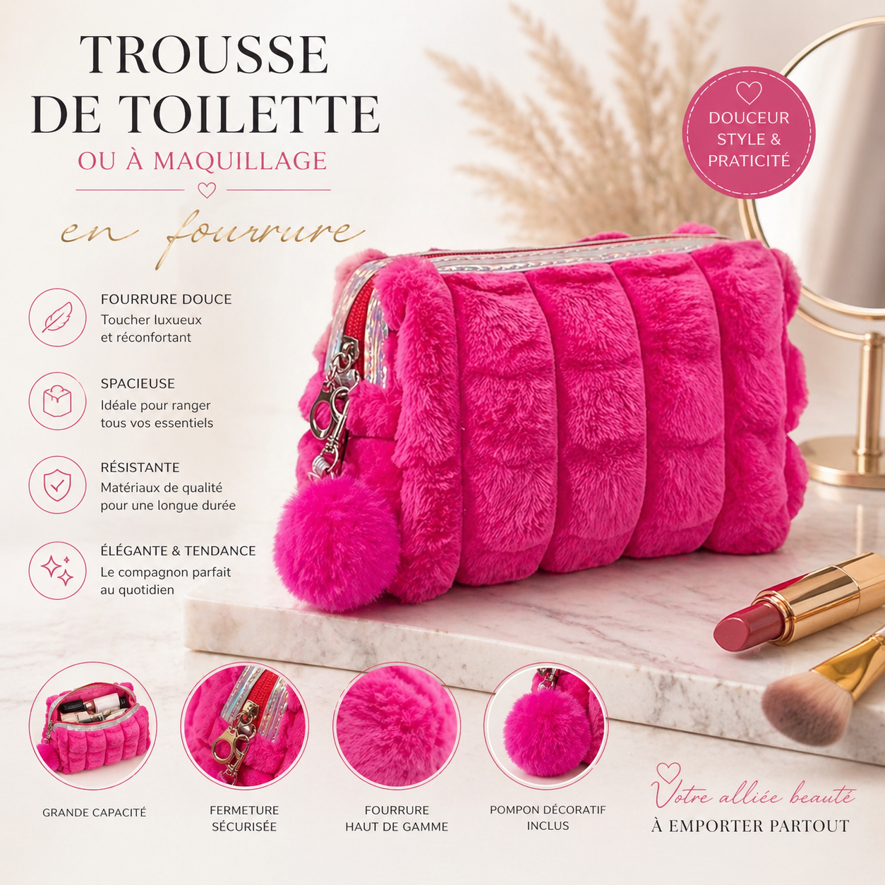 Accessoires trousse maquillage en peluche