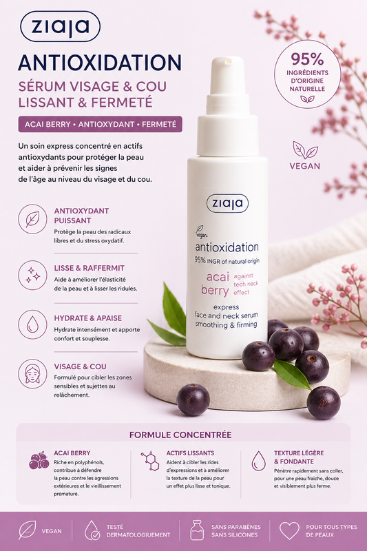 Routine visage Sérum Antioxydant Visage et Cou Acai Berry
Sérums