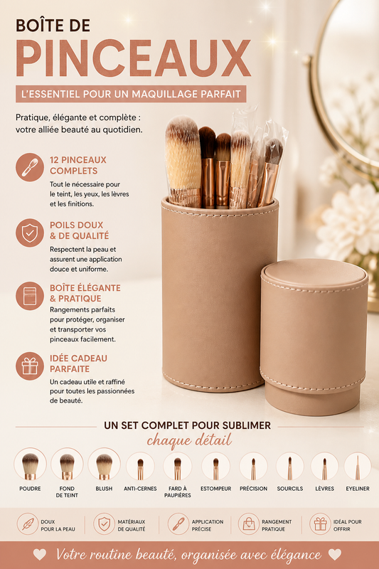 Accessoires  Boîte de 7 pinceaux maquillage – écrue