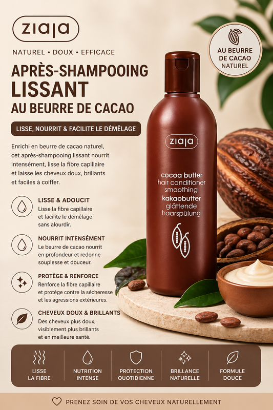 Cheveux Femme Après-Shampoing Lissant au Beurre de Cacao