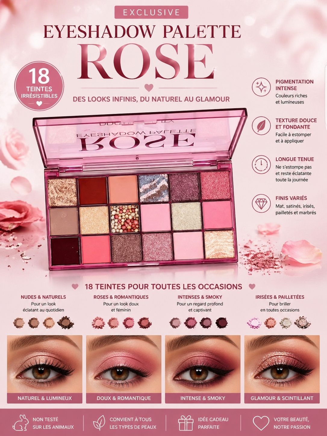 Yeux PALETTE DE FARDS À PAUPIÈRES ROSE