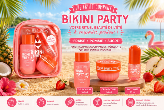 🌴 Soins corps Trousse Voyage Bikini Party – The Fruit Company 🍓🍏🍬