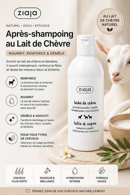 Cheveux Femme Après-Shampoing Réparateur à la Kératine et au Lait de Chèvre