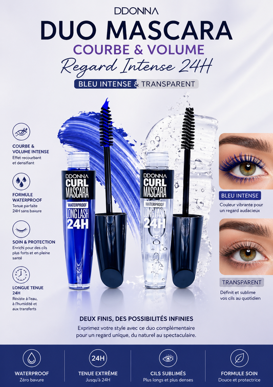 Yeux Mascara bleu intense+Transparent