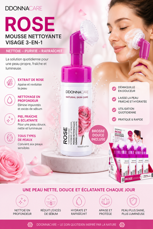 Routine visage MOUSSE NETTOYANTE NATURAL SKIN CARE A LA ROSE