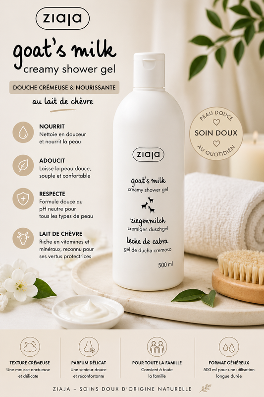 Soins Corps Crème de Douche Hydratante au Lait de Chèvre