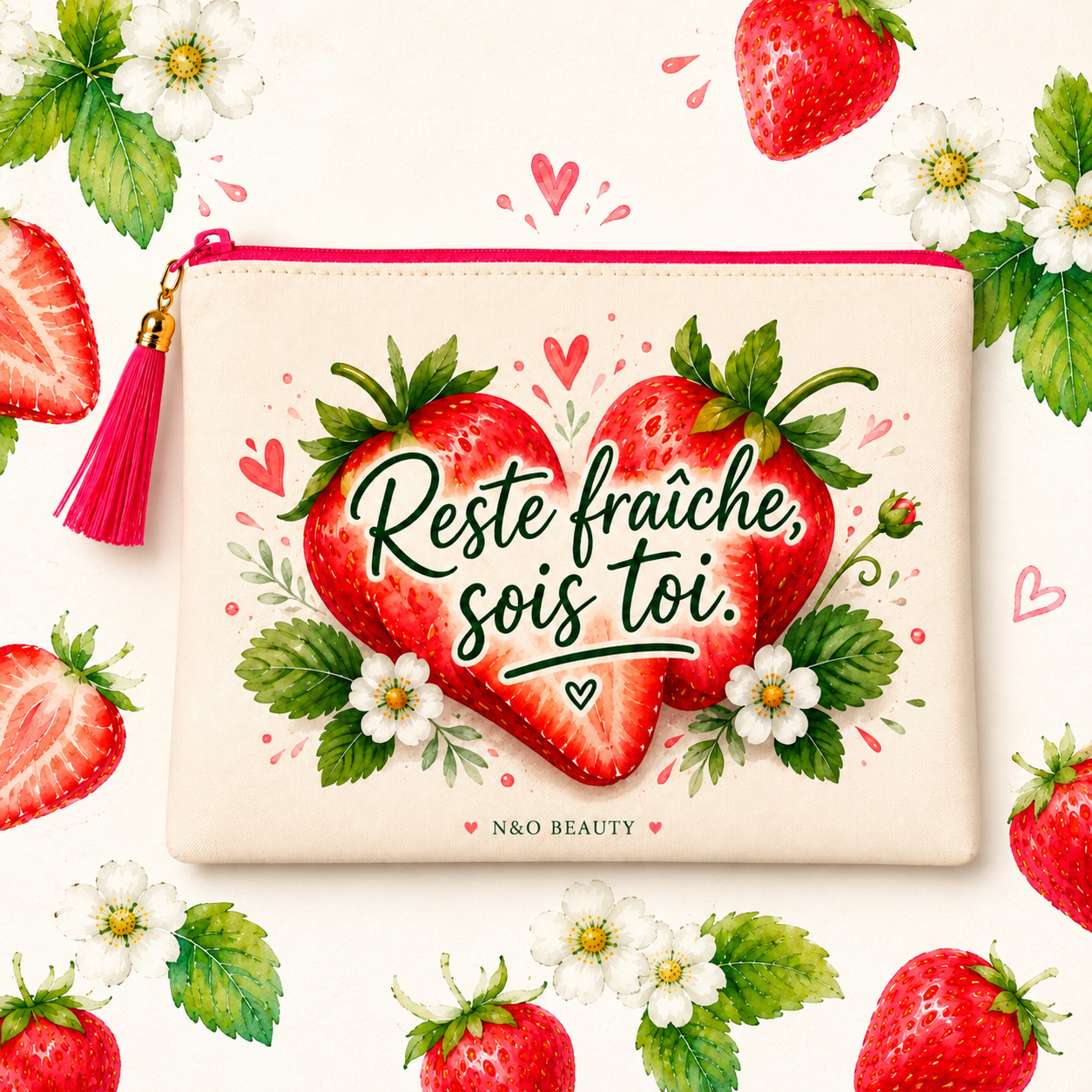 Petite trousse fourre-tout « Reste fraîche, sois toi » été